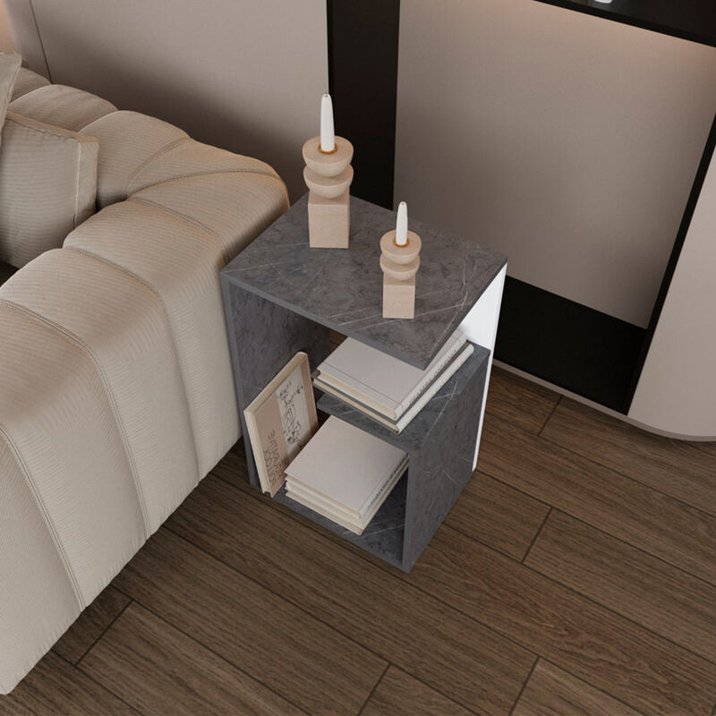 Side Table Sallis, Living Room, Onyx/White