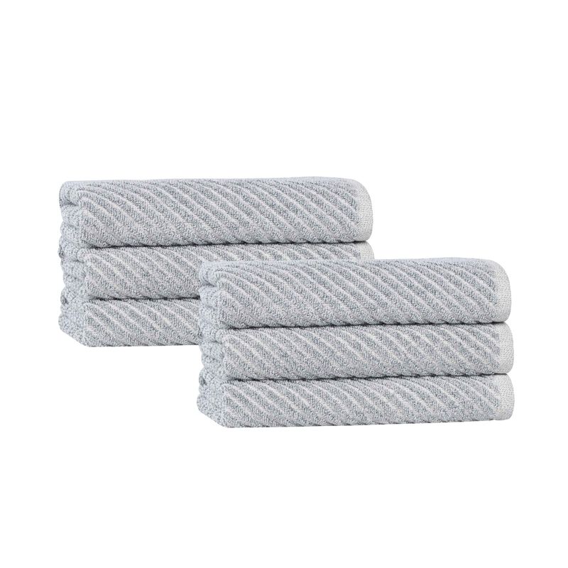 Cotton Blend Ribbed Hand Towels Set of 6, Soft Quick Dry Absorbent Towels for Daily Use image number 0