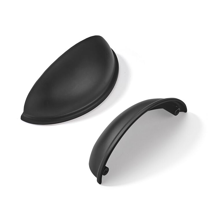 khtumeware 10 Pack 3"" Drawer Pulls Matte Black Cabinet Cup Pulls Kitchen Hardware Cabinet Handles Drawer Handles Knobs 3 inch H
