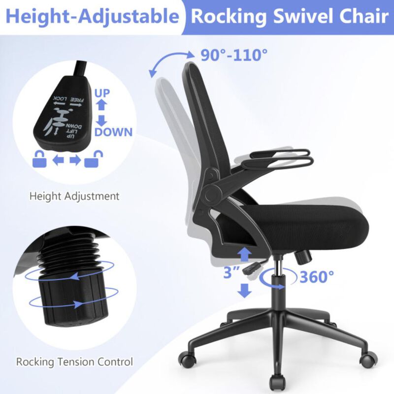 Hivvago Ergonomic Computer Desk Chair with Lumbar Support and Flip-up Arms