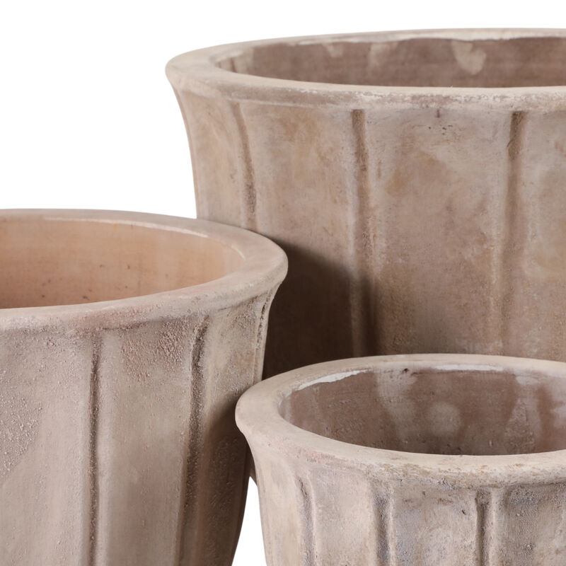 S/3 9/12/15" Terracotta Petal Planters, Antique Wh image number 5