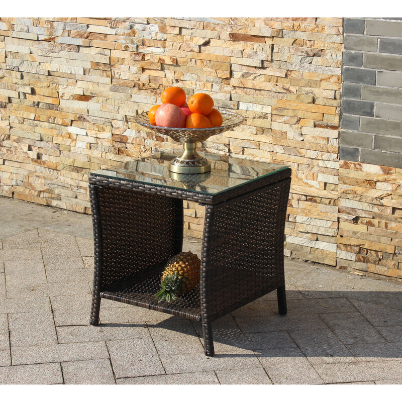 Streamdale Outdoor Patio Furniture 1 Coffee Table With Clear Tempered Glass