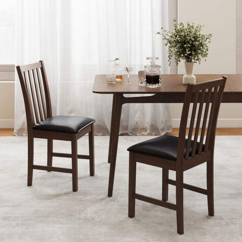 Set of 2 Wooden Dining Chairs with Solid Rubber Wood Frame and Padded Seat image number 4