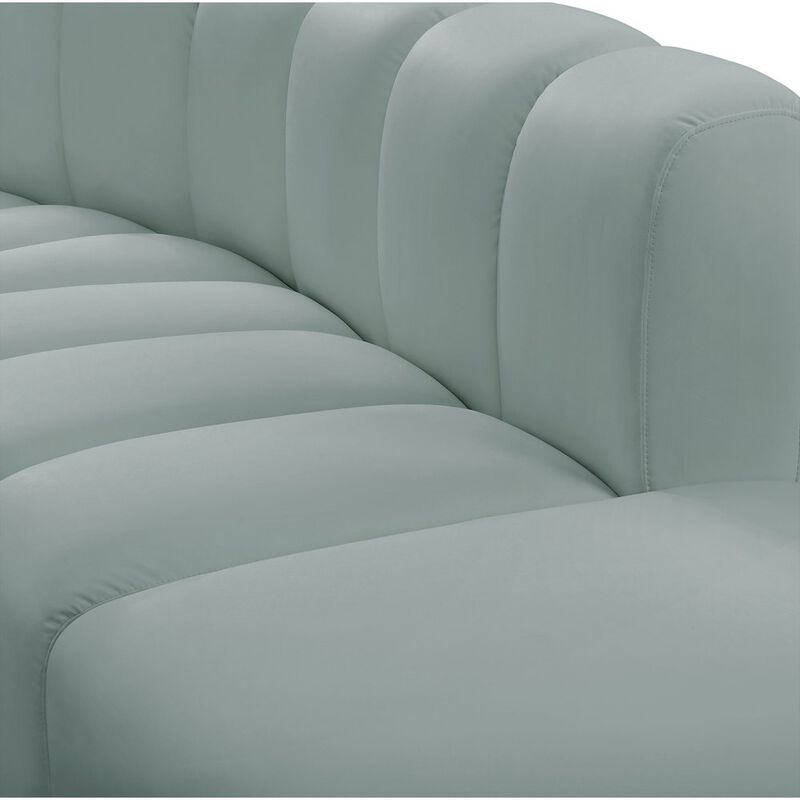 Meridian Furniture Arc Mint Green Vegan Leather Modular Sofa
