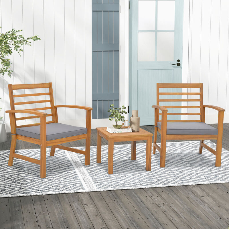 3 Pieces Outdoor Furniture Set with Soft Seat Cushions