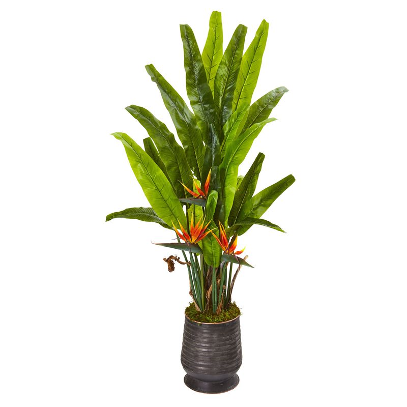 Hivvago 62" Bird of Paradise Artificial Plant in Decorative Planter
