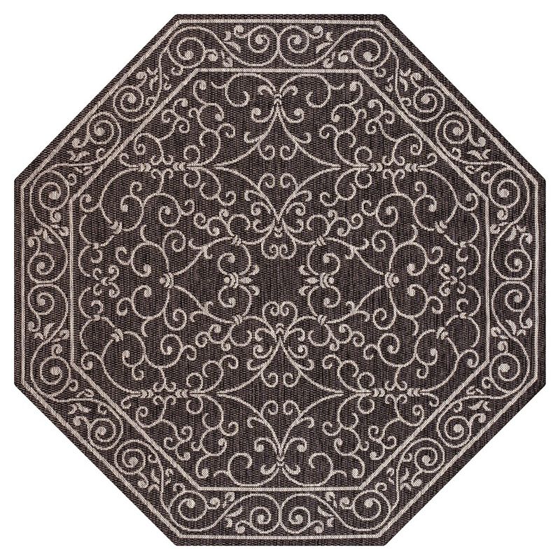 Charleston Vintage Filigree Textured Weave Octagon Indoor/Outdoor Area Rug