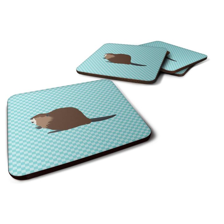Caroline's Treasures Eurasian Beaver Blue Check Decorative coasters, 3.5, Multicolor