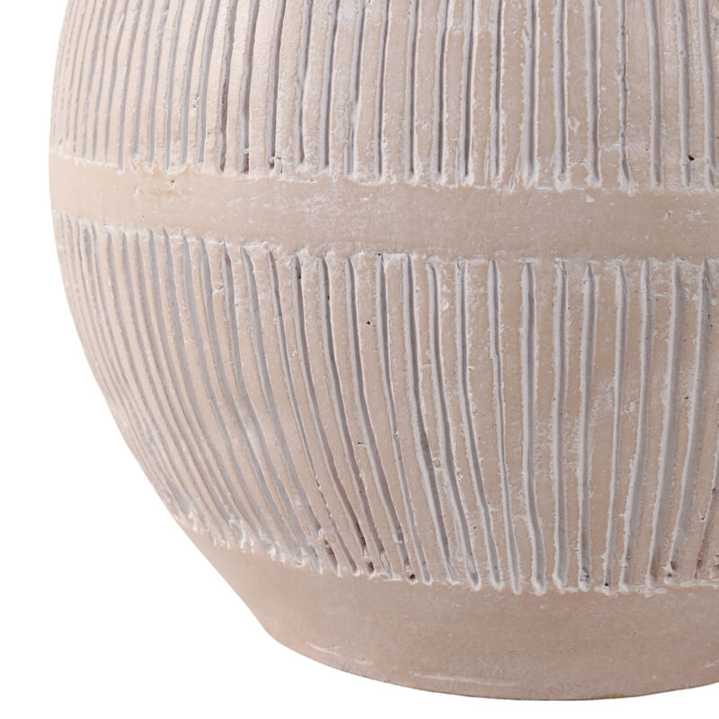 Terracotta, 19" Organic Vase With Lines, Ivory image number 4