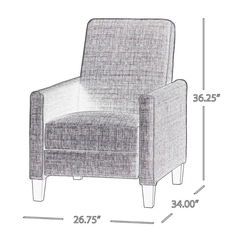 Zuca Pushback Recliner Club Chair, Black Wood, Orange Floral Faux Leather - Benzara