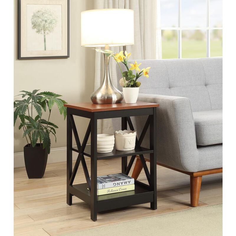 Convience Concept, Inc. Oxford End Table with Shelves Cherry/Black