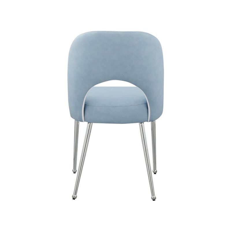 Meridian Furniture Logan Light Blue Vegan Leather Dining Chair, Set of 2