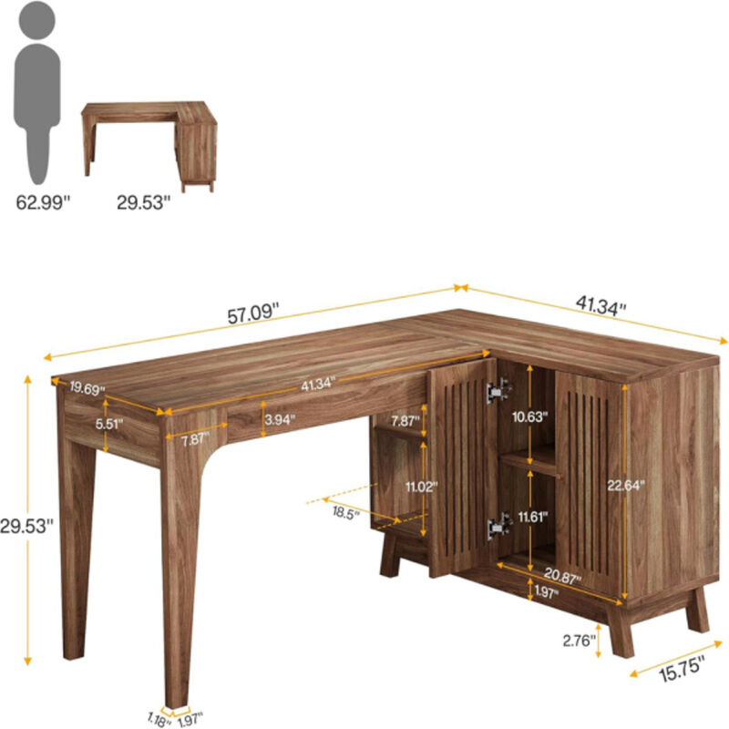 Compact Office Desk with Storage for Small Spaces or Home Office