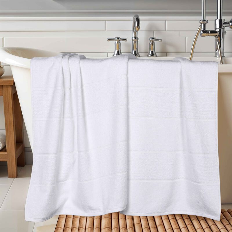 Soft Ribbed Twist Viscose Cotton Blend Bath Sheets Set of 2 image number 1