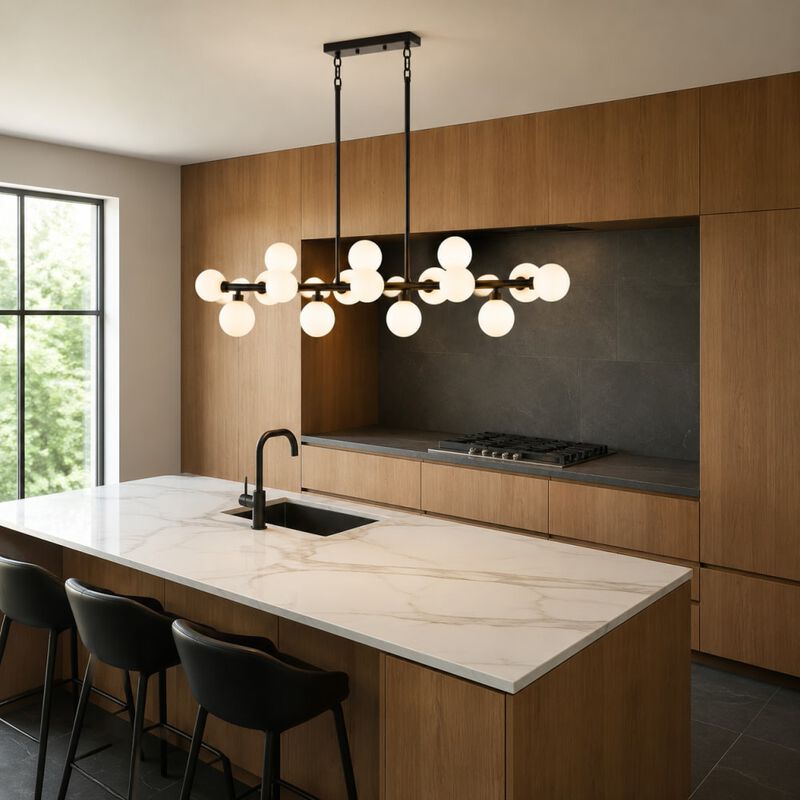 ELEMENT ACE 16-Light Modern Farmhouse Pendant Lamp with Opal Glass Shade, Ceiling Light for Dining Room, Kitchen Island (No Bulbs) image number 2