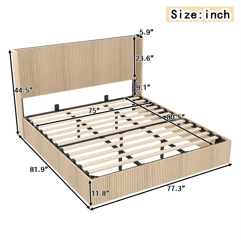 Cixt Fluted Lift Up Storage Bed Frame image number 6