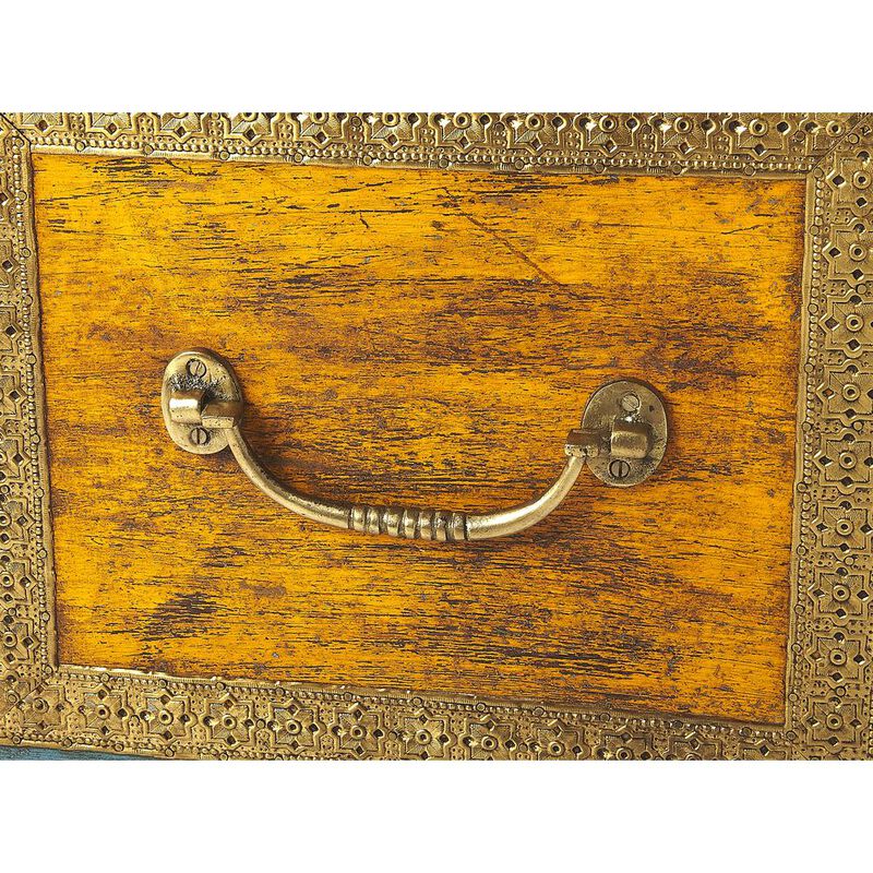 Butler Specialty Nador Hand-Painted Brass Inlay Storage Trunk Coffee Table, Assorted