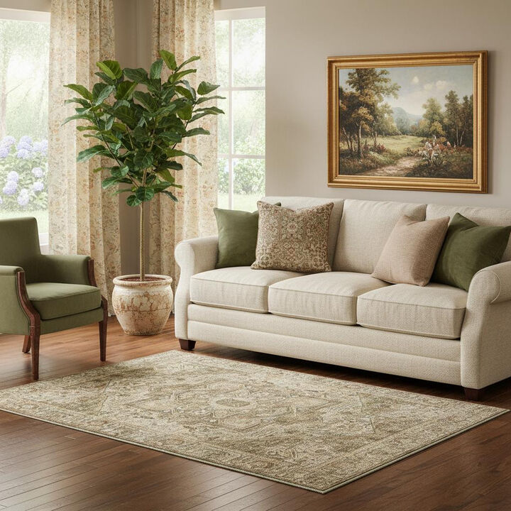 HomeRoots Floral Medallion Washable Area Rug