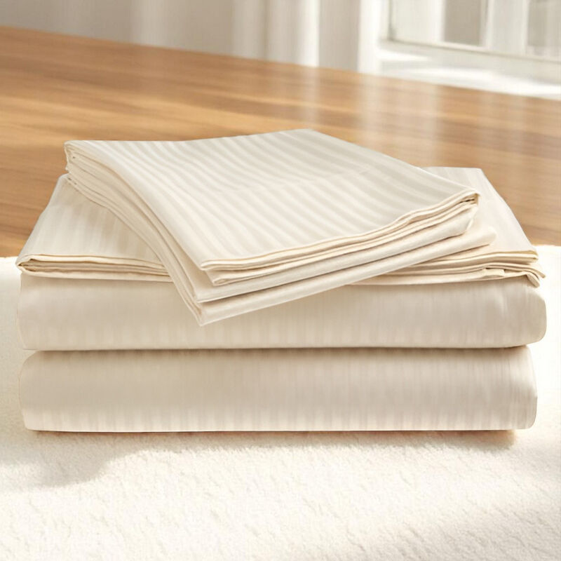 Dobby Stripe Sateen Sheet Set in Microfiber &ndash; Soft, Luxurious Bedding