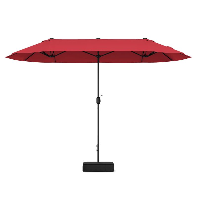 Mondawe 13 Feet Double-Sided Patio Twin Table Umbrella with Crank Handle