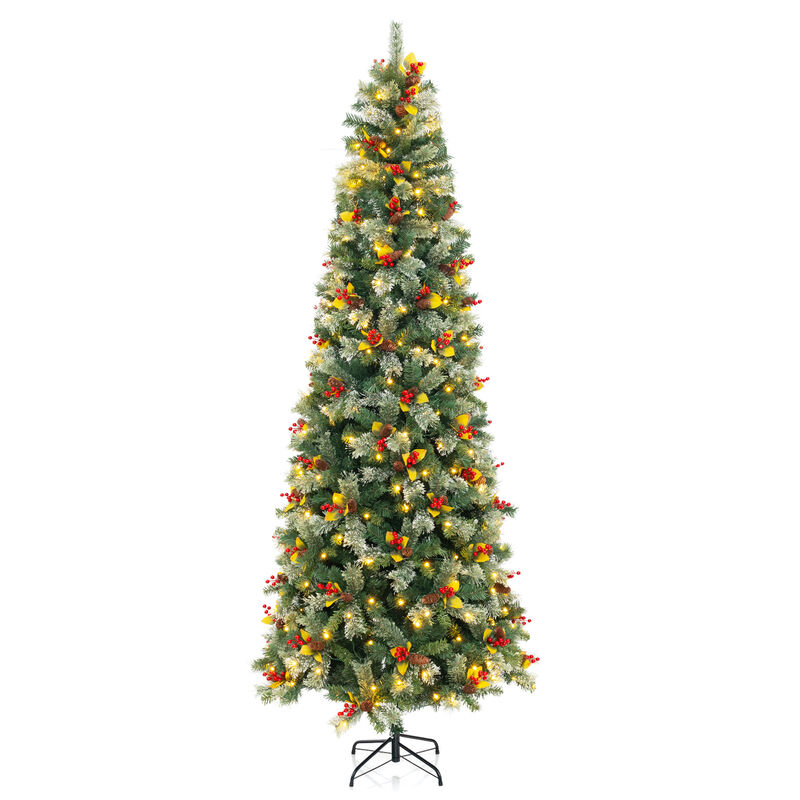 Pre-Lit Artificial Christmas Tree with PVC and Pine Needles
