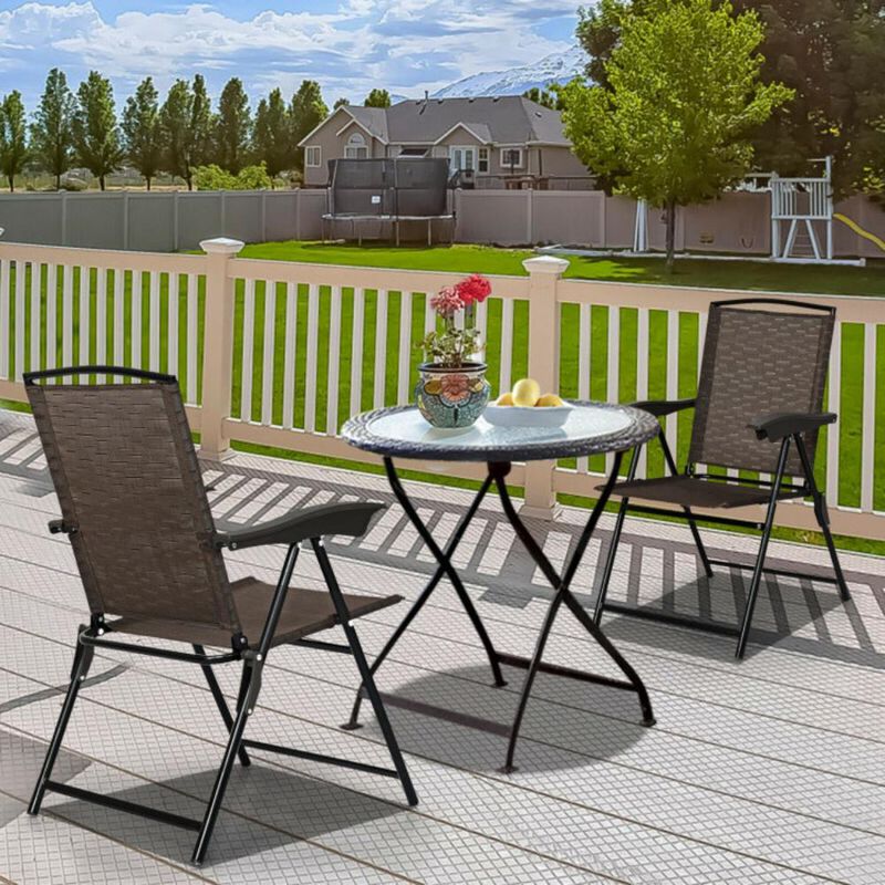 Hivvago Folding Sling Chairs with Smooth Armrests and Adjustable Back for Patio