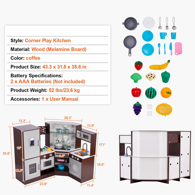 24 PCS Pretend Cooking Kitchen Toy Set &ndash; Kids Play Kitchen Set with Utensils, Pans & Accessories for Indoor Role Play Ages 3 and Up