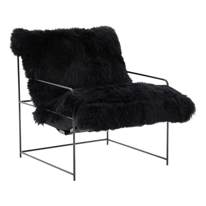 Casafoyer Kimi Black Genuine Sheepskin Chair