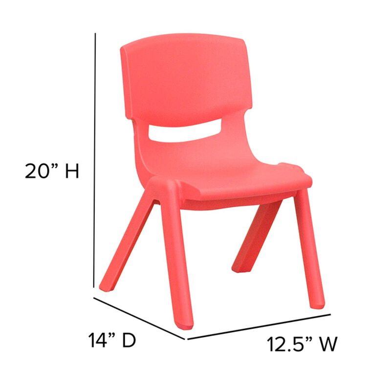 Flash Furniture Whitney 4 Pack Red Plastic Stackable School Chair with 10.5'' Seat Height image number 1