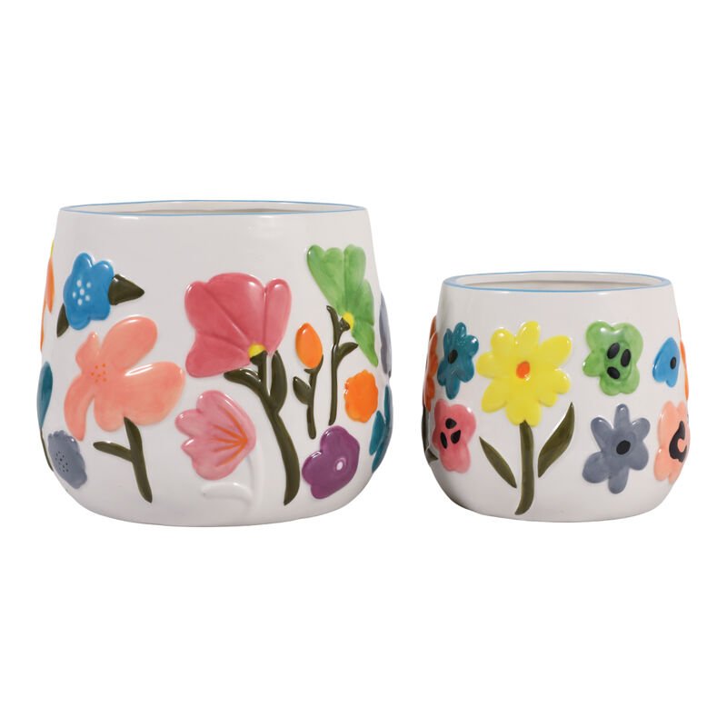 S/2 Floral Embossed Planters image number 4