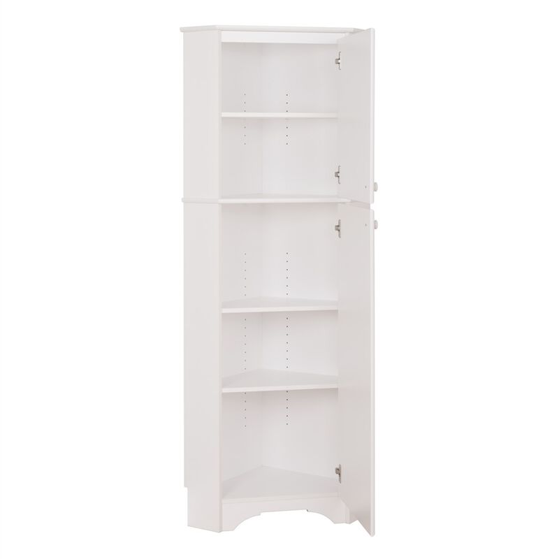 Prepac Elite Tall 2-Door Corner Storage Cabinet, White