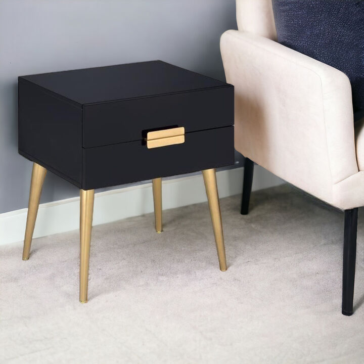 Contemporary Wood and Iron Side Table &ndash; End Table with 2 Spacious Drawers
