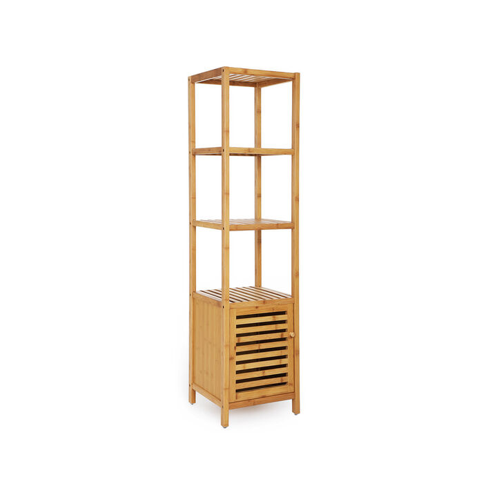 Functional 4-Tier Bamboo Floor Cabinet for Bathroom Storage