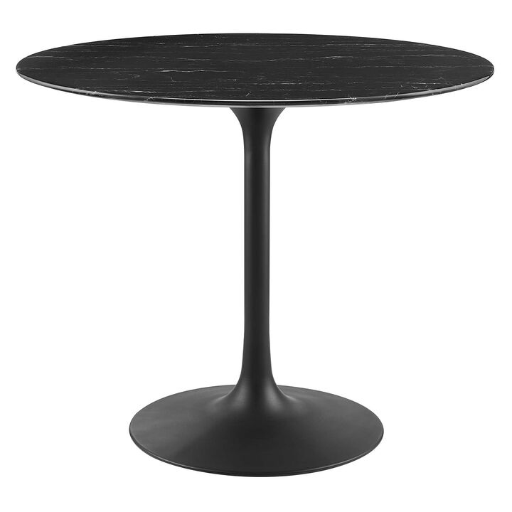 Modway - Lippa 36" Round Artificial Marble Dining Table Black Black
