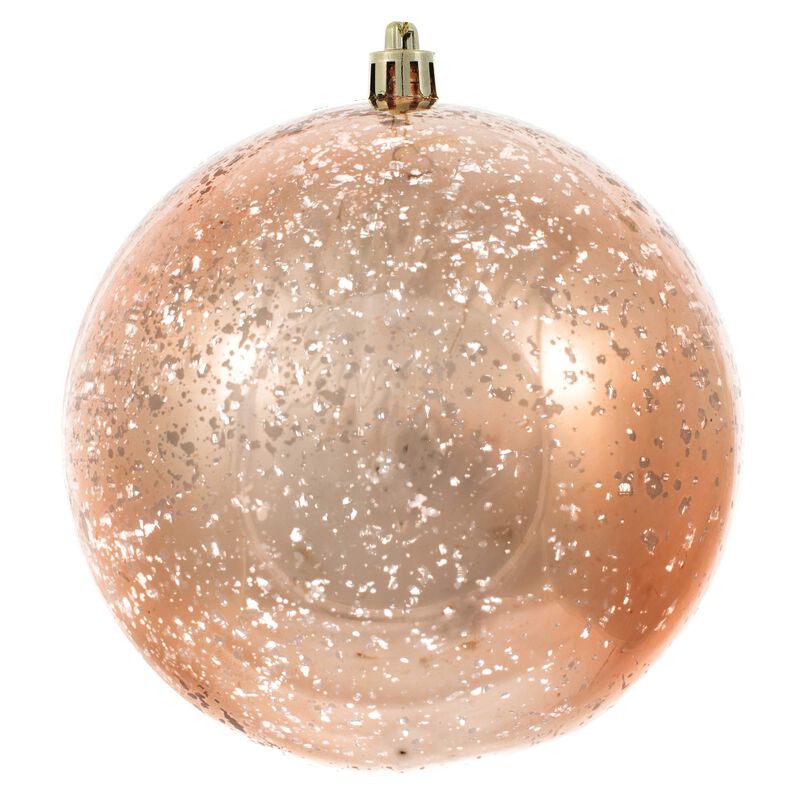 Vickerman 6" Christmas Ornament Ball, Rose Gold Shiny Mercury Finish, Shatterproof Plastic, Holiday Christmas Tree Decoration, 4 Pack image number 0