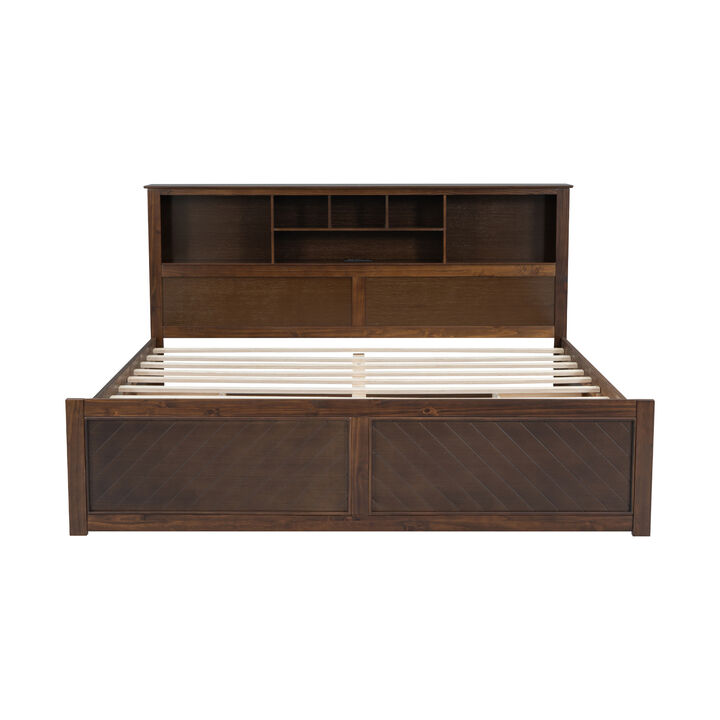 Merax Wood Platform Bed with Multi-storage Headboard