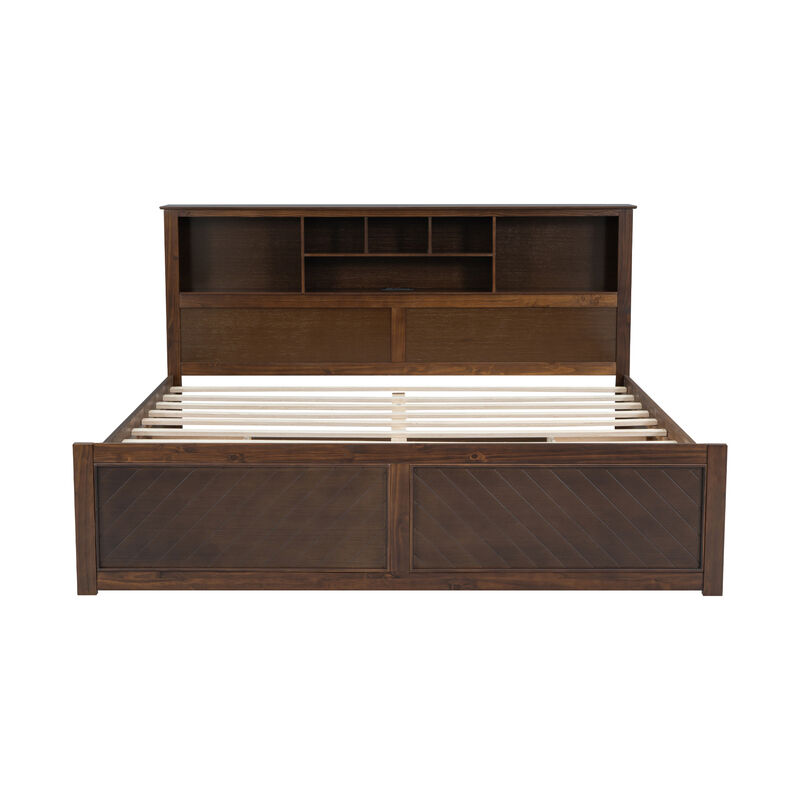 Merax Wood Platform Bed with Multi-storage Headboard