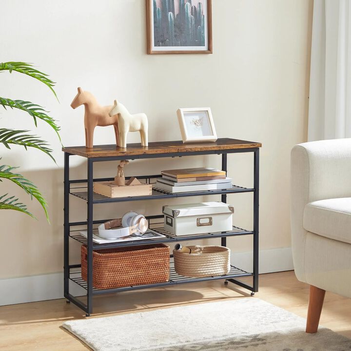 4-Tier Shoe Organizer Rack Holds 9-12 Pairs, Adjustable Storage Shelf
