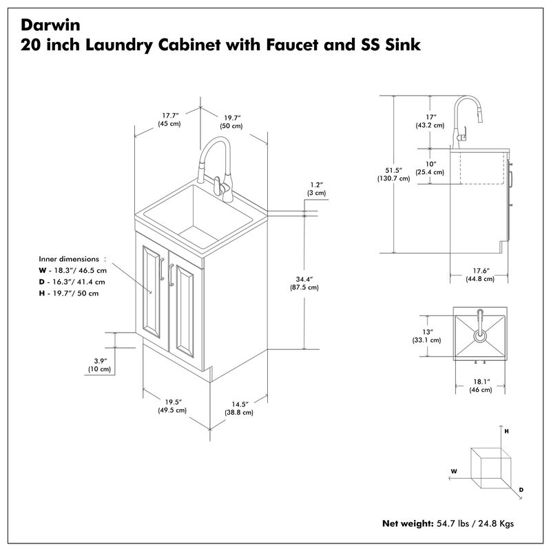 Darwin All-In-One 20-inch Laundry Utility Sink and Cabinet