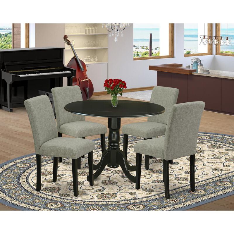 East West Furniture Dining Room Set Black, DLAB5-BLK-06