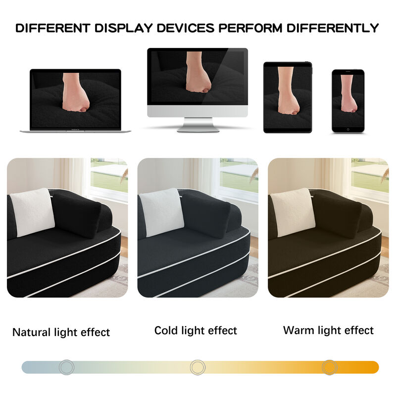 TATEUS Teddy Fabric 32D Boneless Sofa with L-Shaped Chaise