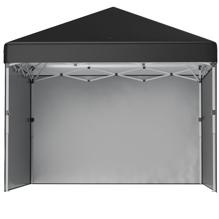 Outsunny 10' x 10' Pop Up Canopy Tent with 3 Sidewalls, Leg Weight Bags and Carry Bag, Height Adjustable, Instant Party Tent Event Shelter Gazebo for Garden, Patio, Black