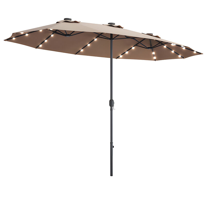 Patio LED Crank Solar Powered 36 Lights  Umbrella without Weight Base image number 0