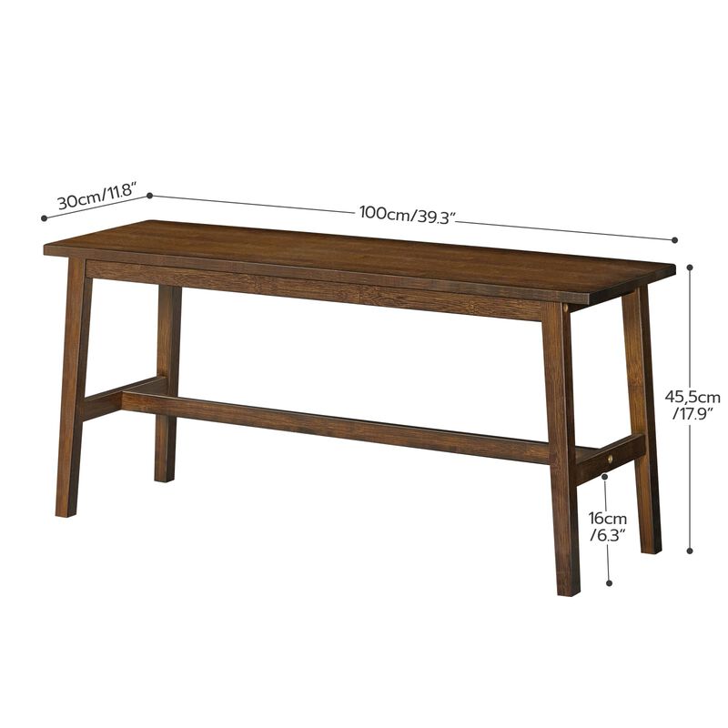 Wicker Dining Bench with Farmhouse Style for Kitchen and Dining Room-Mocha image number 2