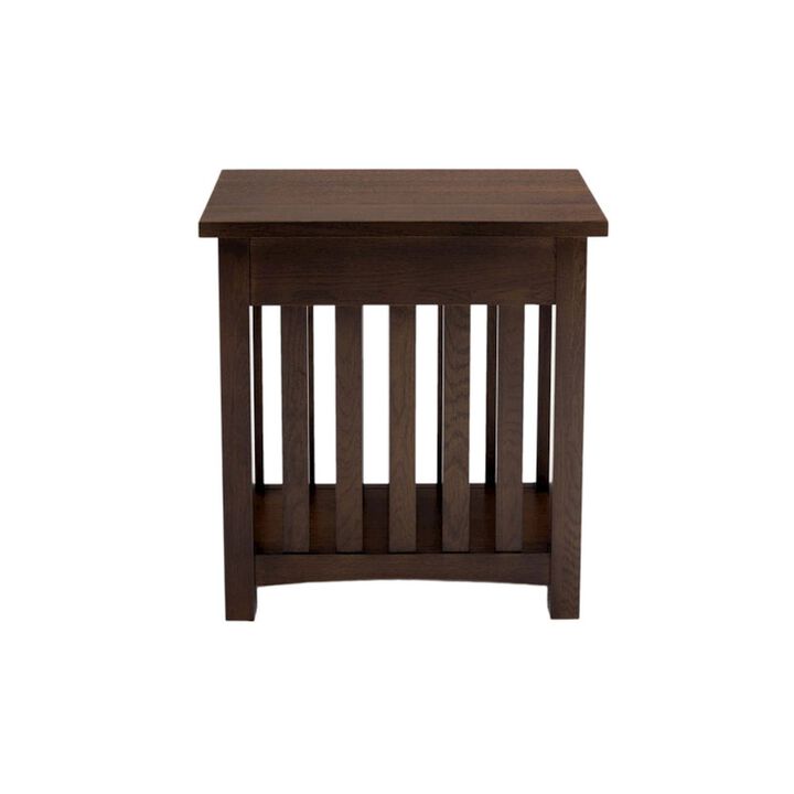 Crafters and Weavers Mission Arts & Crafts 1 Drawer Side Table Walnut