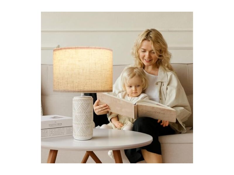 Dimmable USB C Farmhouse Modern Ceramic Bedside Lamps Set Of 2 For Living Room image number 1
