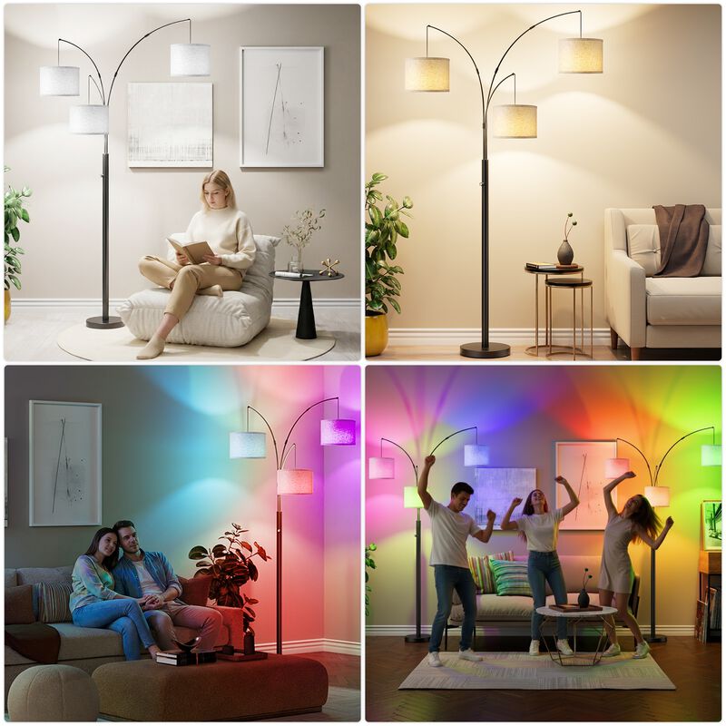 Three-Color Temperature & Dimmable Three-Head Floor Lamp: Create A Cozy Home Lighting Ambiance image number 2