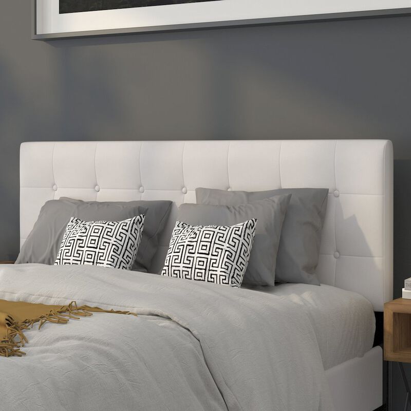 Flash Furniture Tufted Upholstered Queen Size Headboard in White Vinyl image number 6