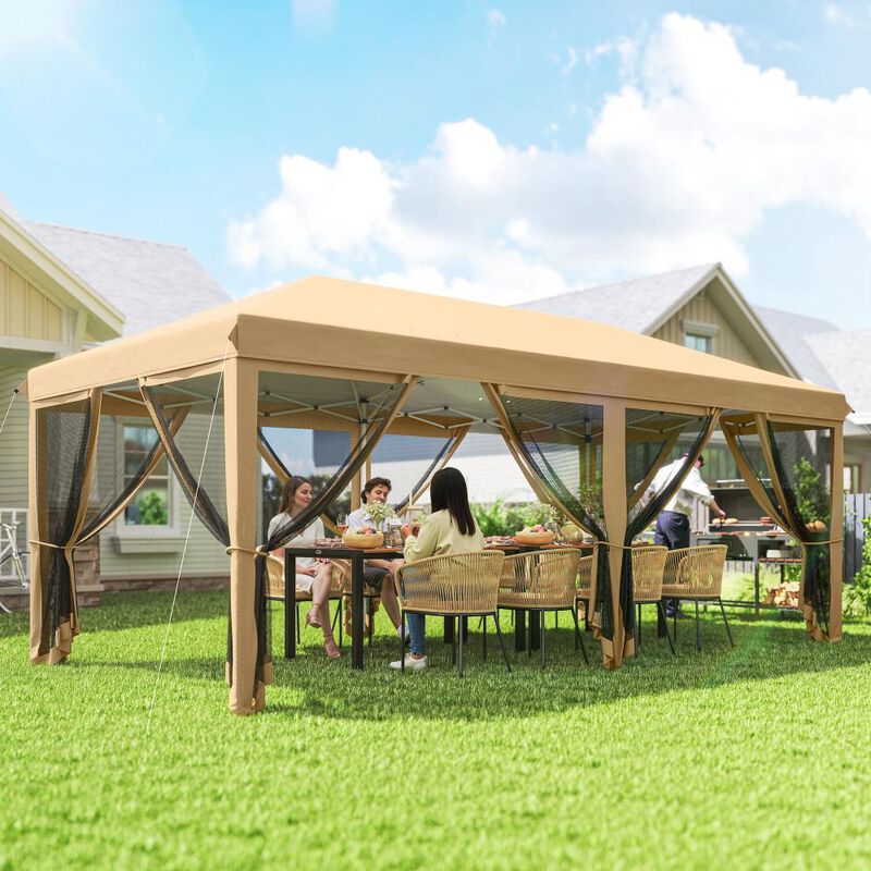 Hivvago 10' x 20' Pop Up Canopy Tent with Netting and Carry Bag image number 1