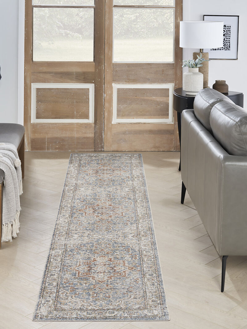 Astra Machine Washable ASW12 Denim/Multicolor 2'2" x 8' Rug